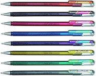 Pentel Hybrid Dual Metallic Liquid Gel Roller Pen YK110/8-M - Pack of 8 Pens in 16 Shimmering Metallic Colours