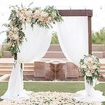 White Chiffon Backdrop Curtain 2 Panels 4.9ft x 10ft Sheer Backdrop Fabric Drapes for Wedding Party Background Decoration