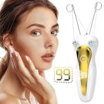 CAPMESSO Facial Hair Remover Fast Charging Threading Hair Removal Ladies Facial Hair Remover with Digital Display Women's Arm and Leg Epilator - Cotton Thread and Pearl Powder (Gold)