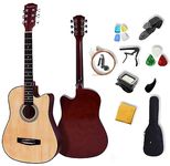 Rosefinch Beginner Acoustic Guitar for Adult 38 Inch Cutaway Acoustique Guitare Bundle Kit with Gig Bag Capo Pickguard String Strap Picks Cloth, Right Hand, (38" Natural)