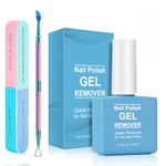 Gel Nail Polish Remover 15ml with Nail File & Nail Polish Scraper, Professional Gel Polish Remover, Easily & Quickly Remove Nail Polish in 3-5 Minutes, Doesn't Hurt Nails