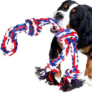 Youngever 105cm Dog Rope Toys for Aggressive Chewers, Tough Rope Chew Toys for XL, Large and Medium Dog, Indestructible Rope for Large Breed Dog Tug War Teeth Cleaning (4 Knots Double Rope)