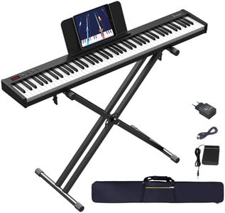 OYAYO 88 Tasten Digital Piano, Halbgewichtetes Anfängerklavier Tragbare E Piano mit Doppel-X-Ständer, Süstain-Pedal, Netzteil und Klaviertasche Elektroklavier für Kinder Erwachsener Geschenk