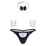 iEFiEL Sexy Men's Waiter Lingerie Set Tuxedo G-String Gentleman Outfits Black&White Large