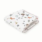 Little Unicorn – Forest Friends Cotton Muslin Quilt Blanket | 100% Cotton | Super Soft |Babies and Toddlers | Large 47” x 47” | Machine Washable