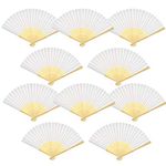 TKMOS 20 Pack Handmade Paper Folding Fans Bamboo Hand Held Fan for Gift Party Favors Home Office DIY Decor