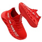 OVEKOS Boys Sneakers Ultra Lightweight Running Shoes Breathable Athletic Tennis Walking Shoes Red Size 3