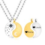 Uloveido Stainless Steel Yin Yang Puzzle Pendants - 2pcs Custom Engraved Relationship Puzzle Matching Necklace for Women and Men YA4562