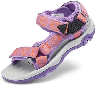 DREAM PAIRS Boys Girls Sandals Kids Adventurous Light-Weight Adjustable Straps Summer Sandals (Toddler/Little Kid/Big Kid),Size 13 Little Kid,Lavender/Orange,170892-K
