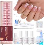 Beetles X Press Kit Gel Nail Kit, Short Square French Tip Press On Nails Kit with 150Pcs French Nail Tips Nail Glue & Remover Builder Top Coat Mini Nail Lamp All-in-One DIY Nail Kit Gift for Women