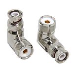 Right Angle BNC to SO-239 Adapter, 2-Pack RFAdpter UHF Female to BNC Male Coax Connector Convertor for Ham Radio, Antenna, Scanner, Coaxial Cable