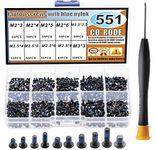 CO-RODE 551pcs Laptop Screws Kit, Notebook Computer Screw Set w/Blue Glue,Screw Driver, for SSD Motherboard Fan Power Graphics Hard Drive