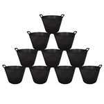 simpahome 42L 42 Litre Large Multi Purpose Flexi Tub - BLACK - Robust Flexible Storage Container Bucket - Set of 10.