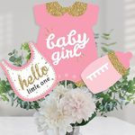 Big Dot of Happiness Hello Little One - Pink and Gold - Girl Baby Shower Party Centerpiece Sticks - Table Toppers - Set of 15