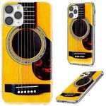 AKORAVO Designed for iPhone 12 Case,for iPhone 12 Pro Case,Slim Soft TPU 360 Full Protective Clear Phone Cover Cases with Art Design for iPhone 12/12 Pro 6.1 Inch,Funny Music Yellow Acoustic Guitar