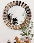 Artloge 24 inch Round Wall Mirror: Large Decorative Silver Glass Vanity with Beveled Crystal Bling Sunburst Frame Edge, Home Modern Art Deco for Livingroom Bathroom Diningroom Bedroom