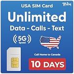 TSIM USA SIM Card for 10 Days + 2 Day Bonus! Uses T Mobile Network | Unlimited Free Calling to Canada. Unlimited Data, Call/Text in USA, Canada & Mexico. Hotspot Sharing Allowed.