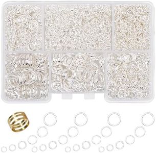 GMMA 1400 Pcs Silver Jump Rings for Jewelry Making 6 Sizes with Open/Close Tools Stainless Steel Jump Rings for Necklace Bracelet Repair Keychains Jewelry Making Supplies(Silver)