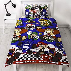 Parure de lit réversible pour lit simple/double, Nintendo Mario Kart Racer