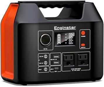 EnginStar Portable Power Station, 300W 296Wh Battery Bank with 110V Pure Sine Wave AC Outlet for Outdoors Camping Hunting and Emergency, 80000mAh Backup Battery Power Supply for CPAP- Black Orange