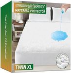 Lunsing Waterproof Twin XL Mattress Protector, Noiseless, Breathable, and Soft Cotton Terry Twin XL Size Mattress Pad Cover, 6-16 in Deep Pocket