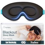 MyHalos® Sleep Mask – 3D Blackout Eye Mask for Women & Men, Side Sleepers, Zero Pressure Memory Foam Eyelash Friendly, Breathable,Award-Winning Sleep Aid for Travel (Black, 1 Count (Pack of 1)