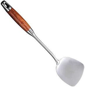 Chinese Wok Spatula, 304 Stainless Steel Spatula with Heat Resistant Wooden Handle Wok Utensils,Silver/15.7Inch