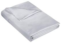 ROYALE LINENS 400 Thread Count 100% American Grown Cotton 4 Piece Sateen Queen Sheet Set - Fitted Sheet, Flat Sheet, Pillow case (Spanish Silver, Full Flat Sheet)