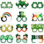 24 Pieces St. Patrick's Day Eyeglasses, Green Lucky Irish Shamrock Leprechaun Paper Glasses Frame Favors Photo Booth Props Decoration for St. Patrick's Day Party Lucky Day Home Party Favors Supplies