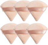 YBVABE Triangle Powder Puff Makeup Sponge,6 Pcs Ultra Soft Made of Cotton Velour With Strap,Designed for Contouring,Under Eyes And Corners,Beauty Blender Foundation Blending Container (Beige)