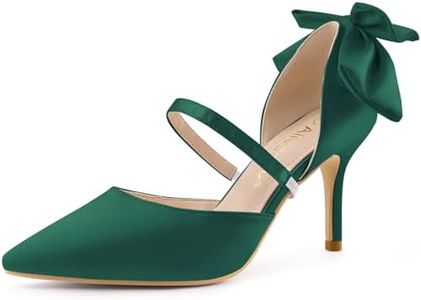 Allegra K Women's Pointed Toe Bow Decor Stiletto Dark Green Heels Pumps 11 M US