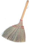 SN SKENNOVA Handcrafted Small Whisk Broom - Natural Bristles & Sturdy Bamboo Stick Handle - Angled Design for Cobweb Cleaning, Dusting & Floor Maintenance - Hanging Loop for Easy Storage - 13-Inch