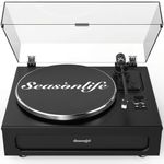 Record Player High Fidelity Turntable for Vinyl Records Built-in 4 Stereo Speakers All-in-One Vinyl Player Belt Drive Turn Table with MM Cartridge ATN-3600L Stylus 33 45 Speed Bluetooth Classic Black