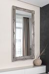 MirrorOutlet,GL008-M Milton Manor Large silver Antique Design wall mirror 5ft5 X 2ft7 (168cm x 78cm)