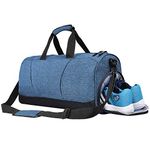 FATMUG Sports Polyester Duffel Gym Bag for Men, Women's with Wet Pocket and Shoe Compartment (Navy Blue 32L)