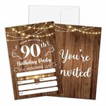 CLIRBE 90th Birthday Invitations, 1933 Birthday Party Invitations For Women Men, 90 Year Old Birthday Invites, Rustic Wood Theme Birthday Party Decorations, 20 Invitations with 20 Envelopes - A01