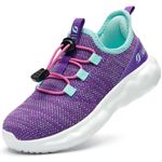 STQ KIDS Sneakers for Girls Tennis Shoes Athletic Lightweight Gym School Girls Hands Free Slip on Shoes Purple Big Size 4