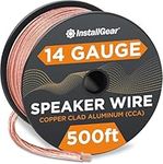 InstallGear 14 Gauge Wire AWG Speaker Wire (500ft-Clear) | Speaker Cable for Car Speakers Stereos, Home Theater Speakers, Surround Sound, Radio, Automotive Wire, Outdoor | Speaker Wire 14 Gauge