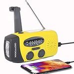 Wind Up Emergency Radio, Solar Hand Crank AM/FM Weather Radio, Survival Radio with Power Bank Cellphone Charger, Bright Handheld Flashlight for Household and Outdoor Camping, Travel