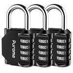 Puroma 3 Pack Combination Lock 4 Digit Locker Lock Outdoor Waterproof Padlock for School Gym Locker, Sports Locker, Fence, Toolbox, Gate, Case, Hasp Storage (Black)