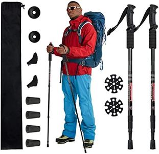 Aihoye Trekking Poles Shock Absorbing Adjustable Hiking or Walking Sticks for Hiking Collapsible Strong, 2-pc Pack Lightweight Walking Pole, All Terrain Accessories and Carry Bag (Black)