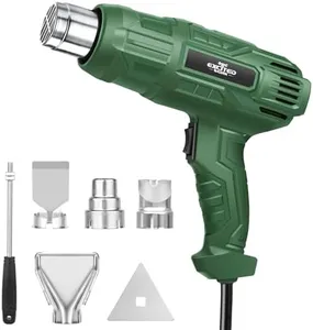 Excited Work 1500W Heat Gun, Fast Heat Hot Air Gun Kit with 662℉ & 1022℉ Dual-Temperature Settings, 4 Nozzles for Shrink Wrapping, Stripping Paint, Resin, Crafts