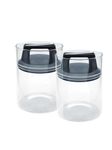 Bewunder Essence 2x 1.3-Litre Borosilicate Glass Jars with Vacuum Lid to push out excess air and maintain freshness | Elegant storage of Tea, Coffee, Pasta and other foodstuffs