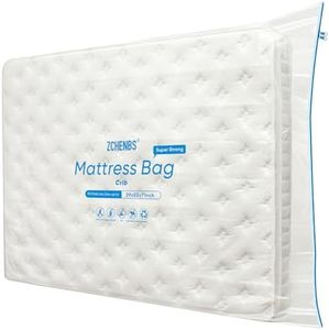 ZCHENBS® - Crib Mattress Bags for Moving, Waterproof Mattress Storage Bag with Zipper, Heavy-Duty 5 Mil Ultra-Thick Baby Bed Protector Bag Cover for Moving, Reusable (Transparent/Blue, 1 Pack)
