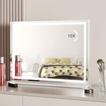 Despful Hollywood Vanity Mirror with Lights,10X Magnification LED Lighted Makeup Mirror with USB Charging,3 Color Lighting Modes,Vanity Mirror for Bedroom,Tabletop or Wall-Mounted Vanity Mirror,White