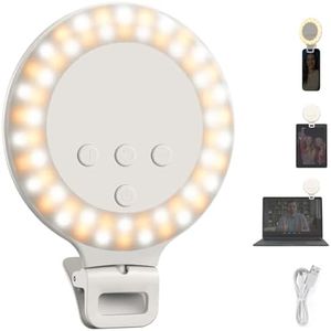 NEEWER Entry Level Version 3.8" Ring Light, 3W Clip on Phone Selfie Lighting for iPhone Laptop Desk Computer Webcam Video Conference Zoom Vlog Recording Streaming Makeup, 3 Modes CRI80 600mAh, NR5