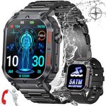 Military Smart Watch for Men 2.02'' HD Big Screen Fitness Tracker with Compass 5ATM Waterproof Rugged Outdoor Tactical Smartwatch with Heart Rate SpO2 Sleep Monitor Weather Pedometer for iOS Android