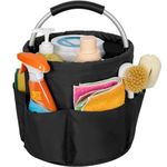 AKOZLIN Cleaning Caddy Organizer with Handle Foldable Cleaning Bucket Organizer Cleaning Caddy Bag Cleaning Tool Bucket Multi-pocket Tool Bag for Cleaners & Housekeepers,Black