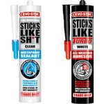 Evo-Stik 30811716 All Purpose Sealant - Clear & 30606786 Sticks Like Turbo-White