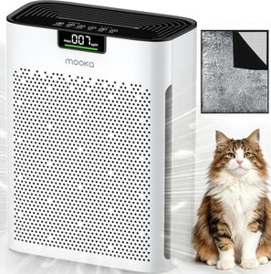 Air Purifier for Home Bedroom Large Room 2200 Ft², MOOKA H13 HEPA Air Cleaner with Washable Pre-filter, Air Quality Monitor, Air Purifiers for Pets Hair Smoke Dust Pollen, Auto Mode, KJ190 White